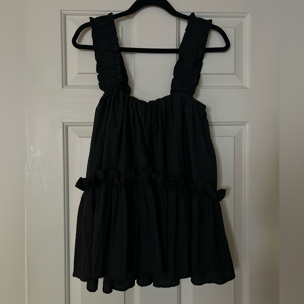 BRØGGER Olive Ruffle-Trimmed Ripstop Shell Top - Picture 5 of 8